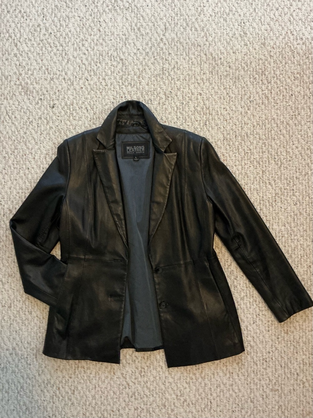 Wilsons Leather Women's Black Tailored Leather Blazer